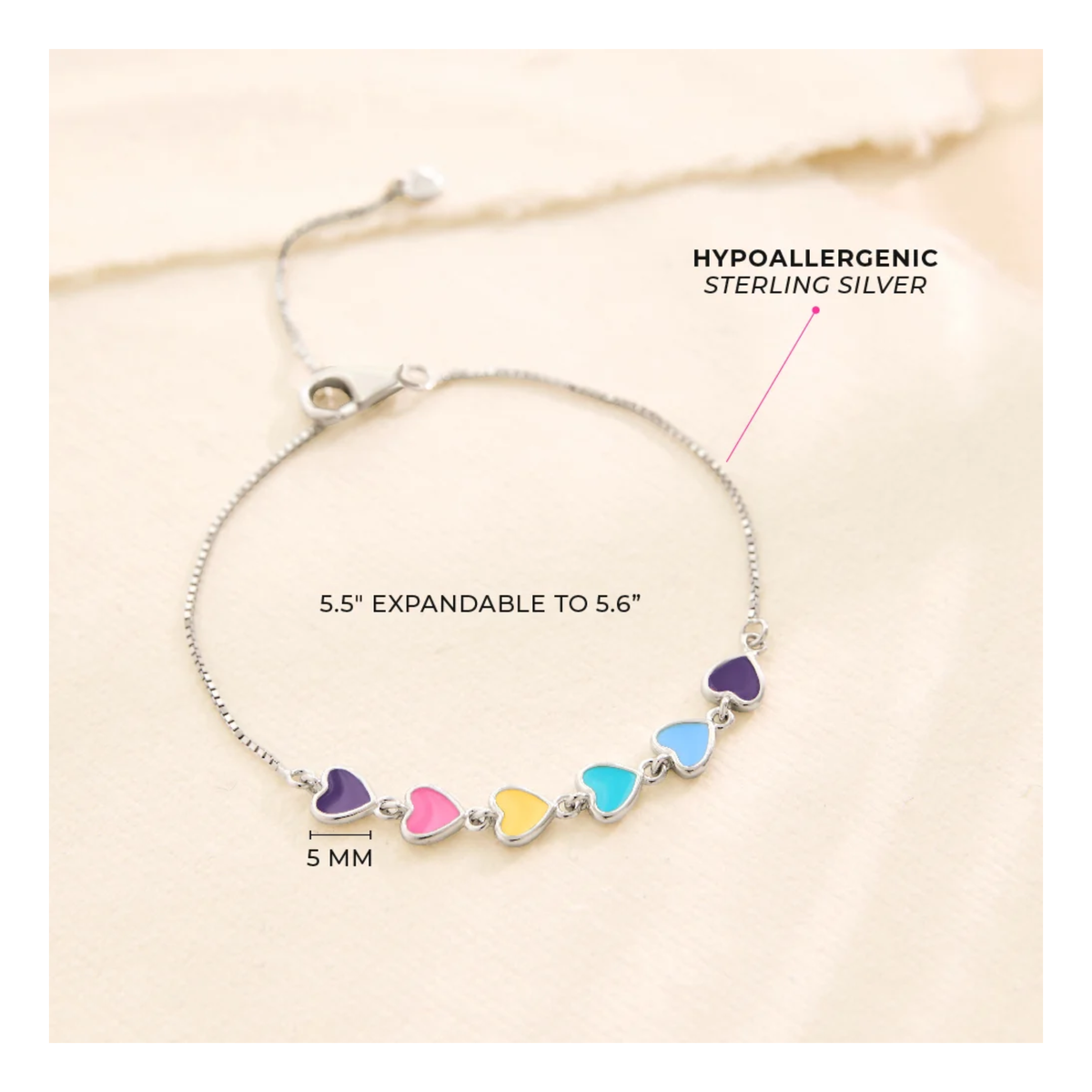 Bracelet Coeurs Argent Enfant