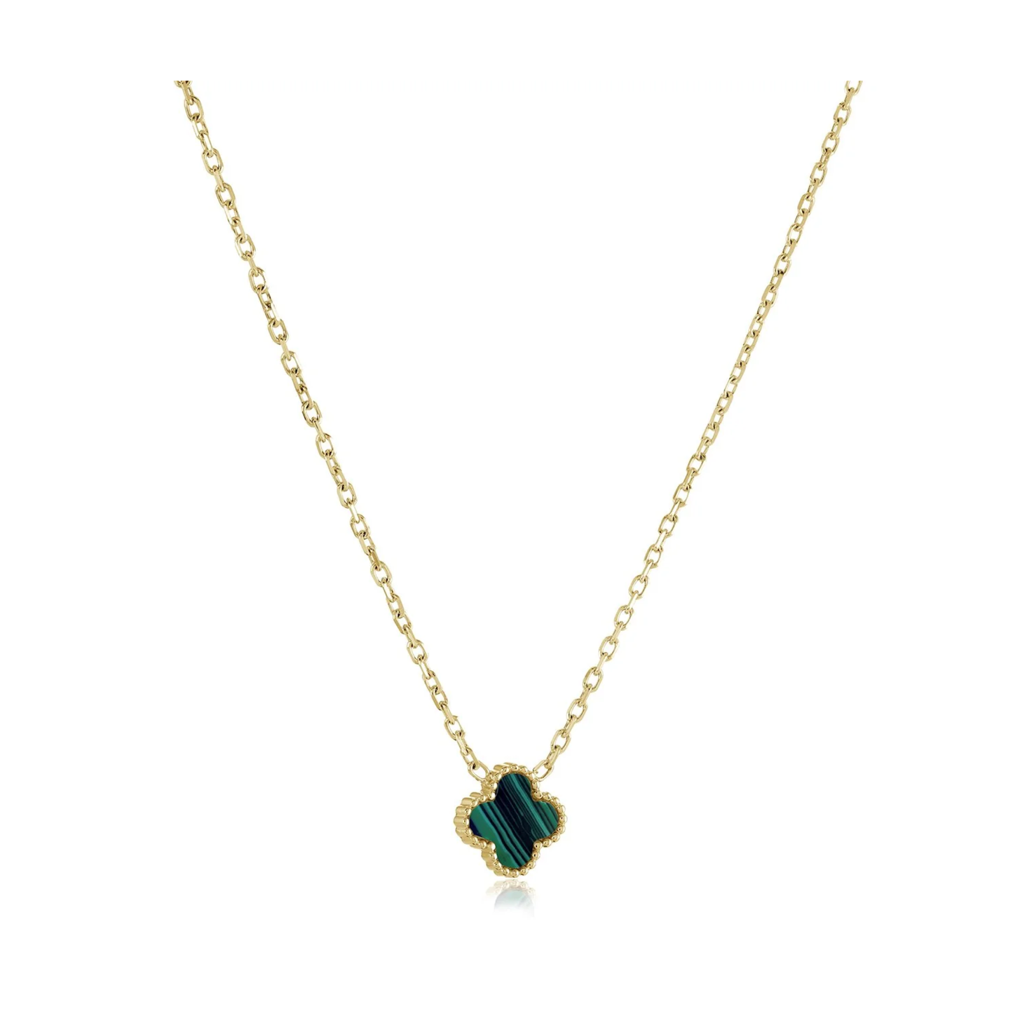 Collier Trèfle Malachite Acier Inoxydable