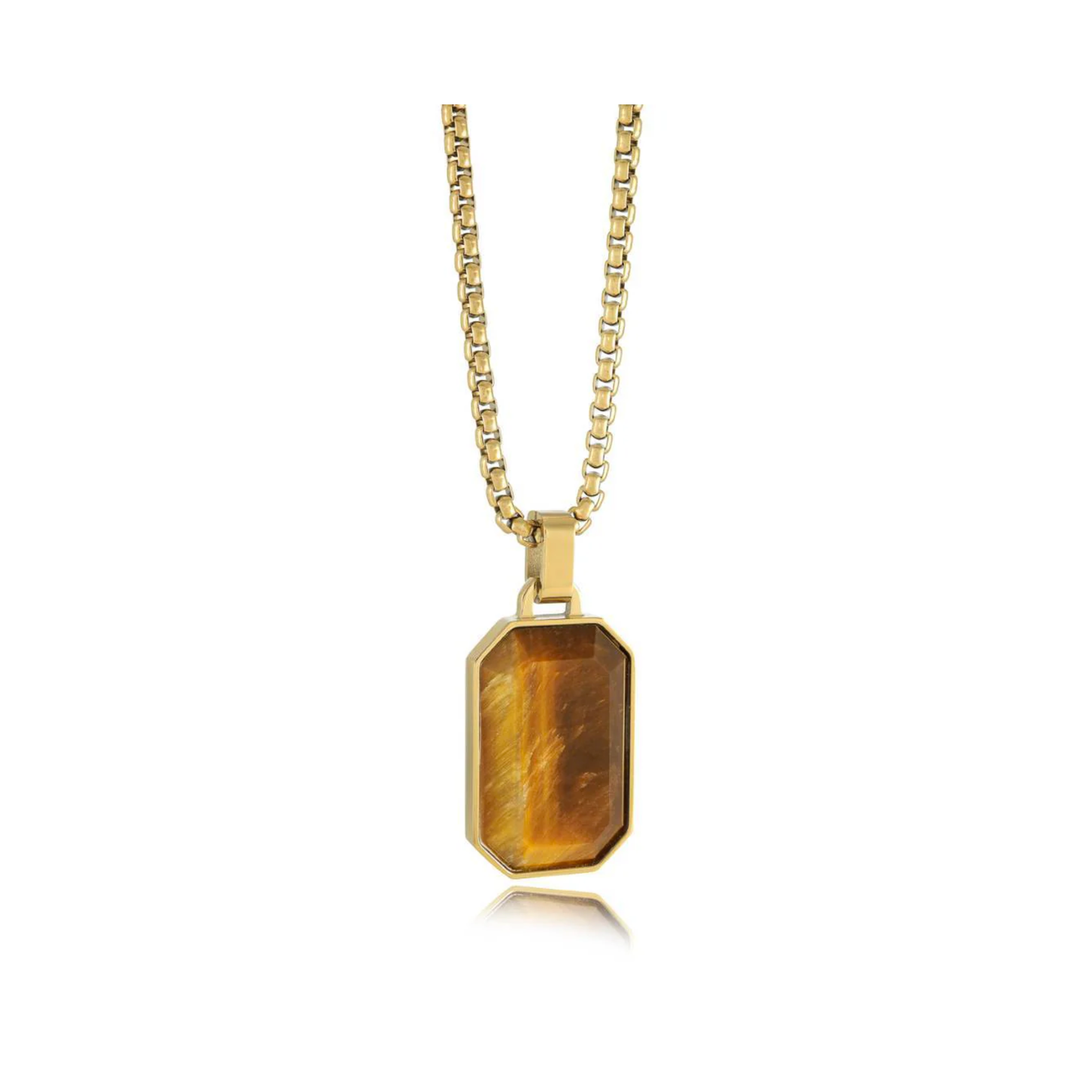 Collier Dogtag Oeil de Tigre Acier Inoxydable