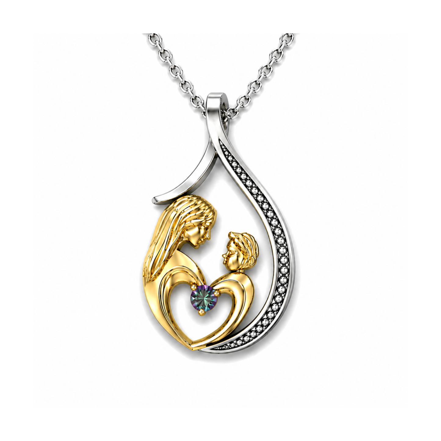 Pendentif Mère et Enfant Or et Argent