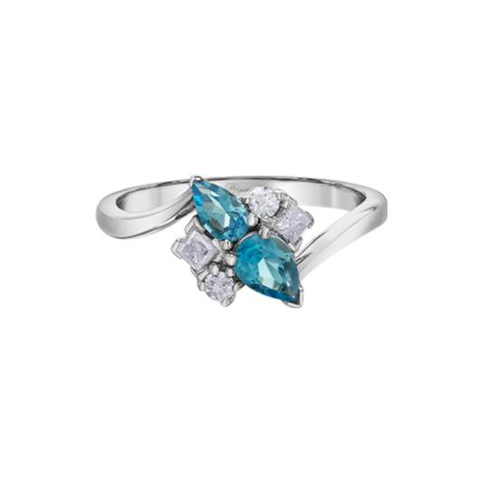 Bague Diamants & Topaze Bleu