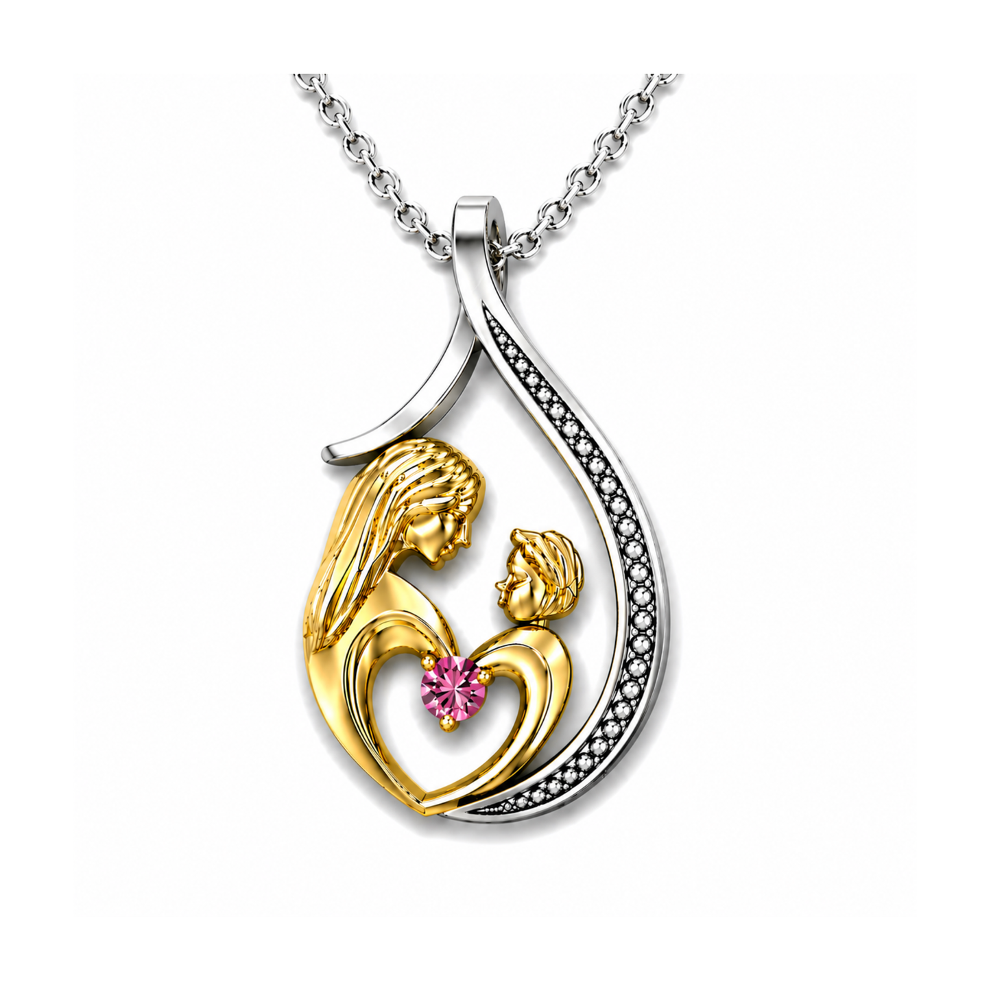 Pendentif Mère et Enfant Or et Argent
