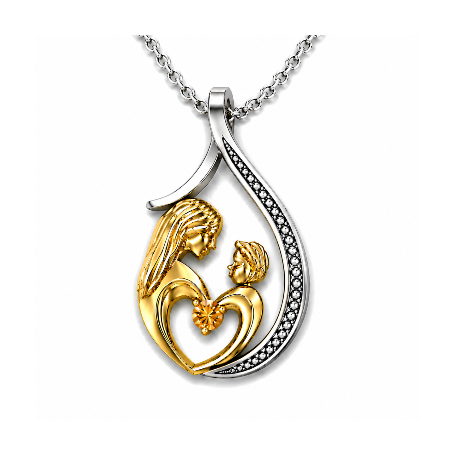Pendentif Mère et Enfant Or et Argent