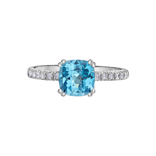 Bague Diamants & Topaze Bleu