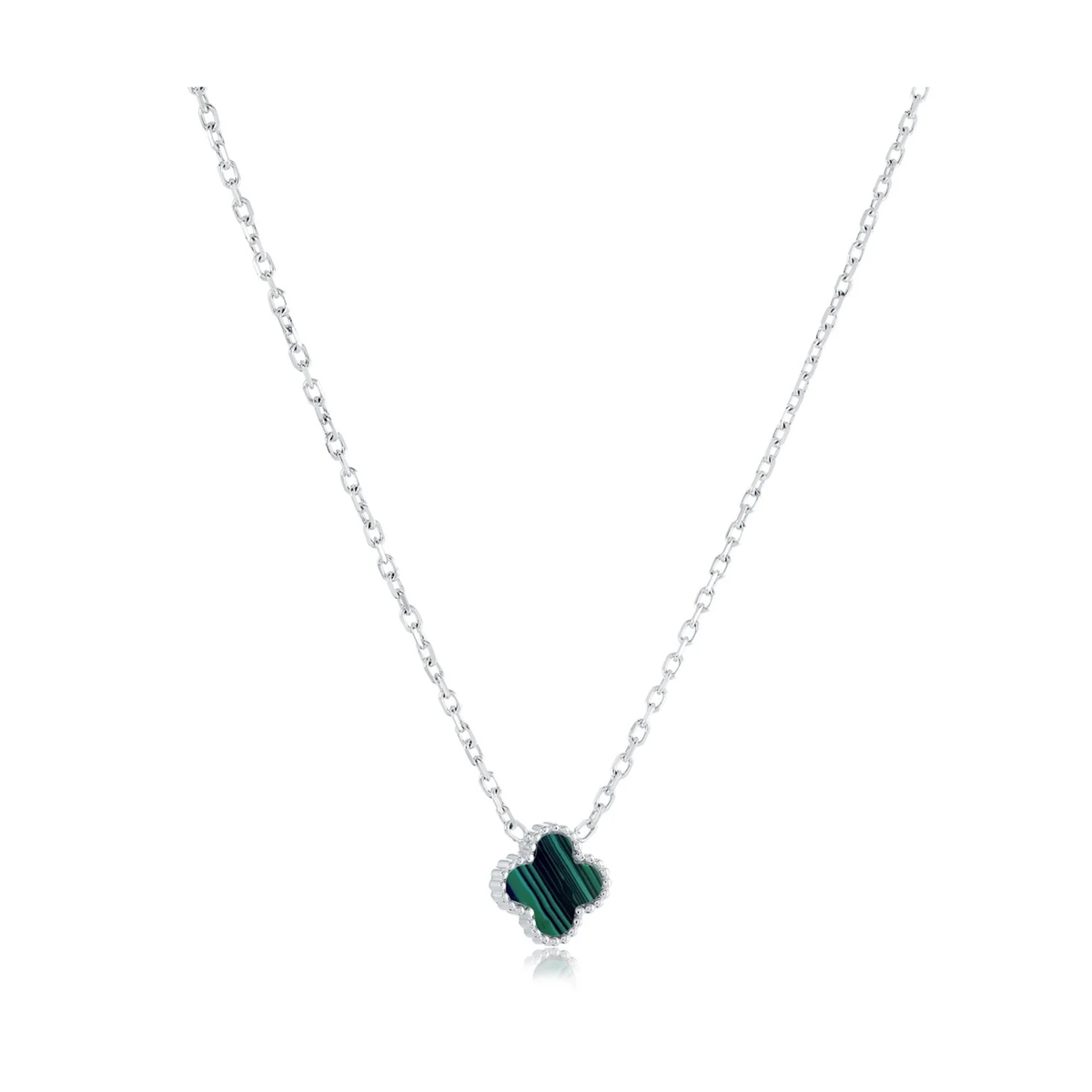 Collier Trèfle Malachite Acier Inoxydable