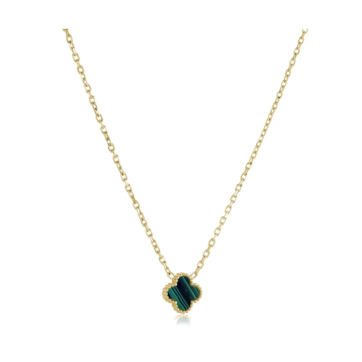 Collier Trèfle Malachite Acier Inoxydable