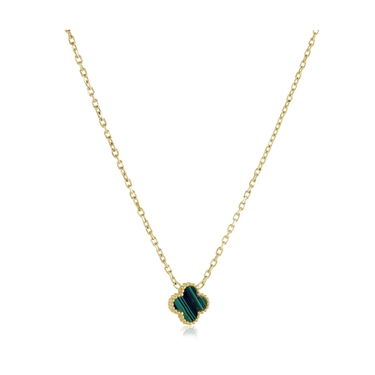 Collier Trèfle Malachite Acier Inoxydable