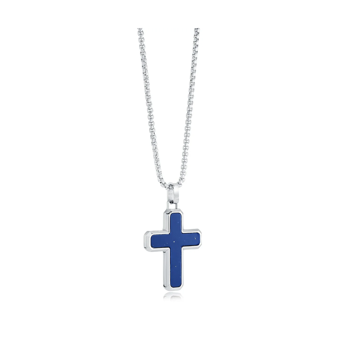 Collier Croix Lapis Acier Inoxydable