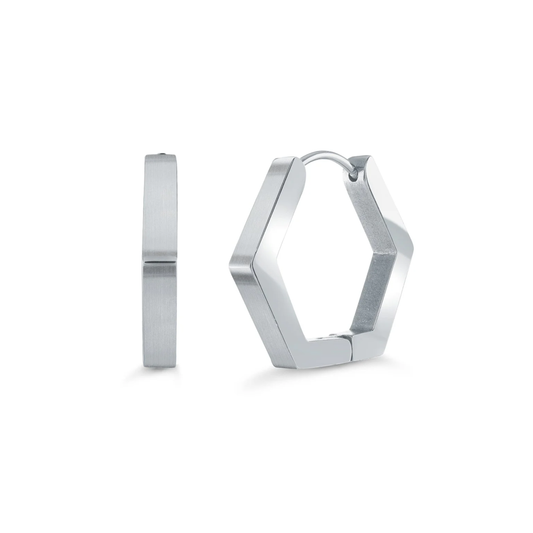 Boucle Huggies Hexagon Acier Inoxydable 18mm