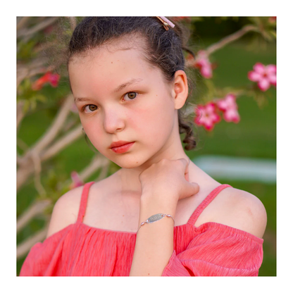 Bracelet Identité Coeurs Argent Enfant