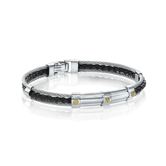 Bracelet Acier et Cuir Italgem