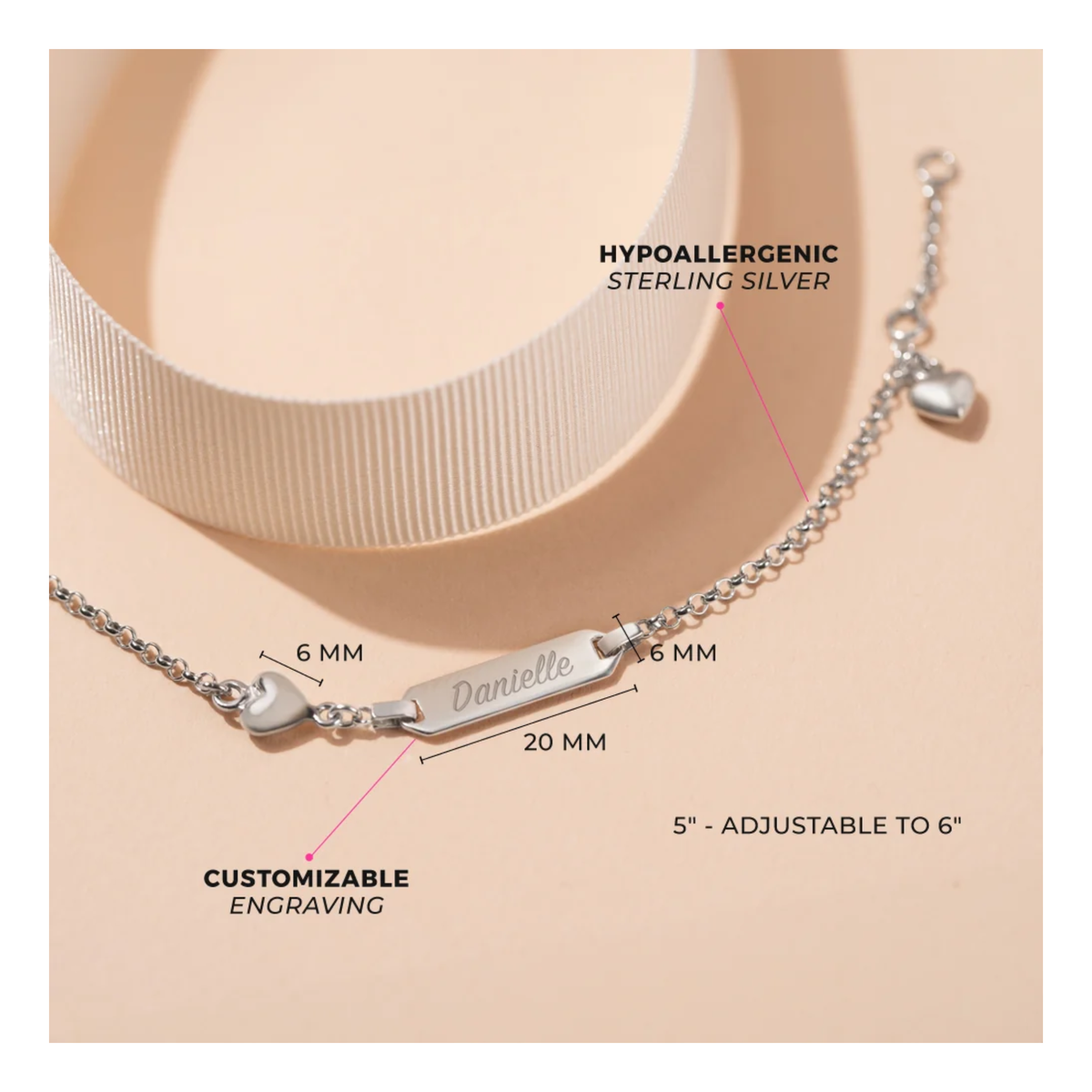 Bracelet Identité Coeurs Enfants
