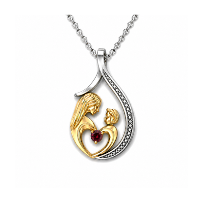 Pendentif Mère et Enfant Or et Argent