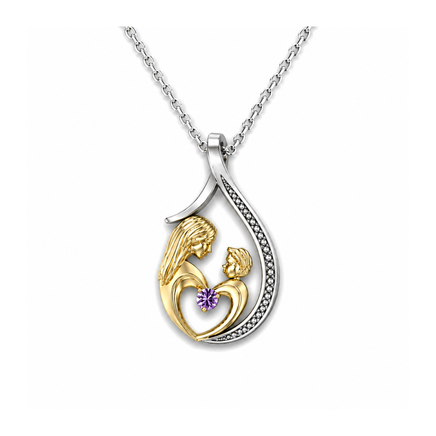 Pendentif Mère et Enfant Or et Argent