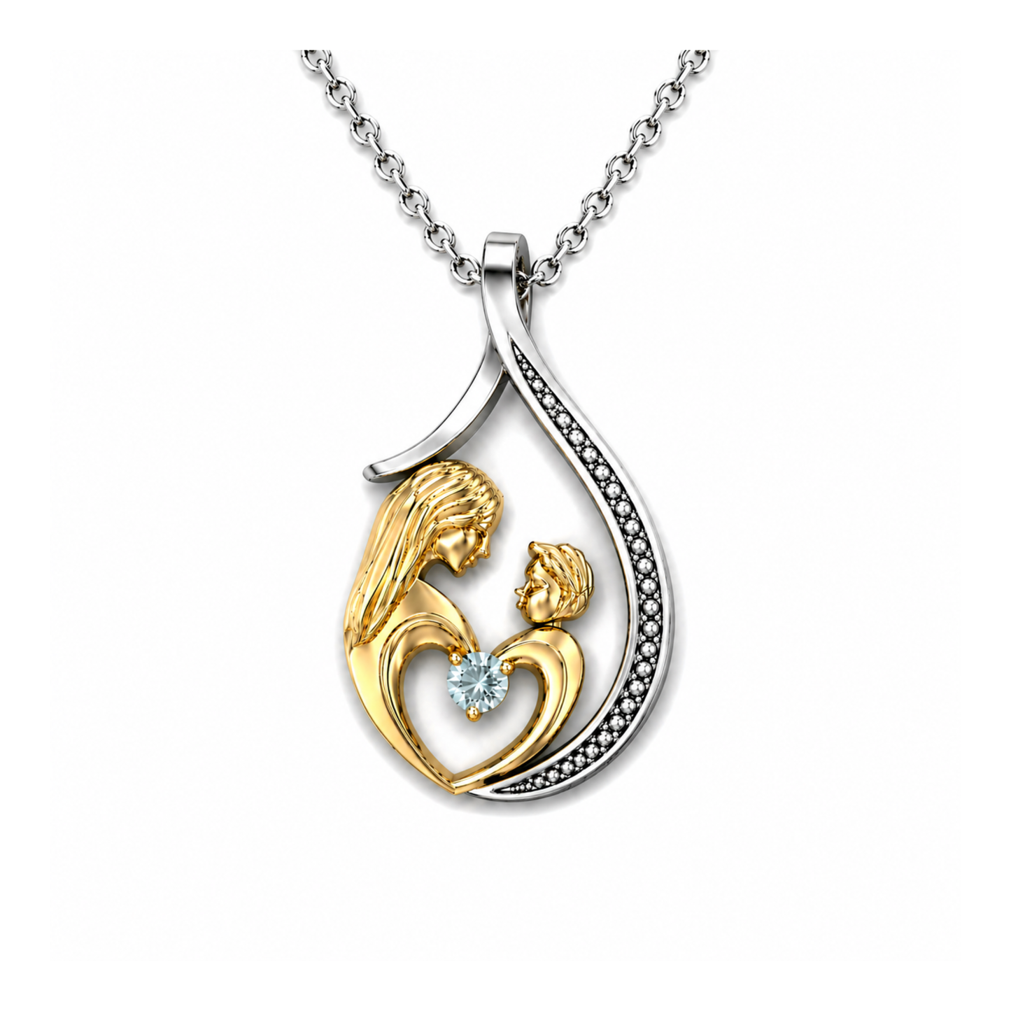 Pendentif Mère et Enfant Or et Argent