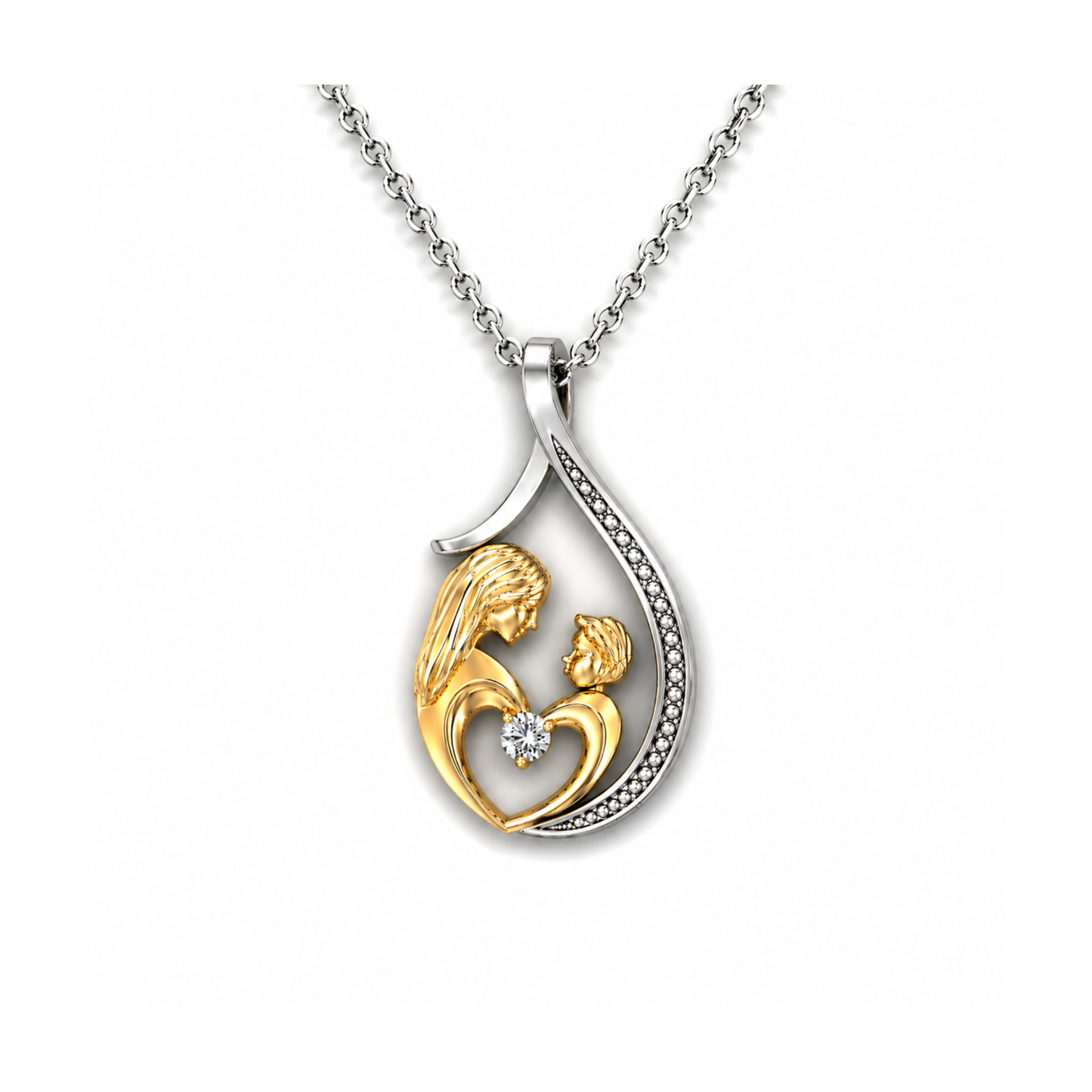 Pendentif Mère et Enfant Or et Argent