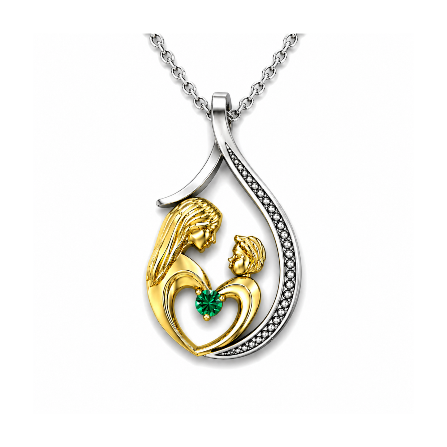 Pendentif Mère et Enfant Or et Argent