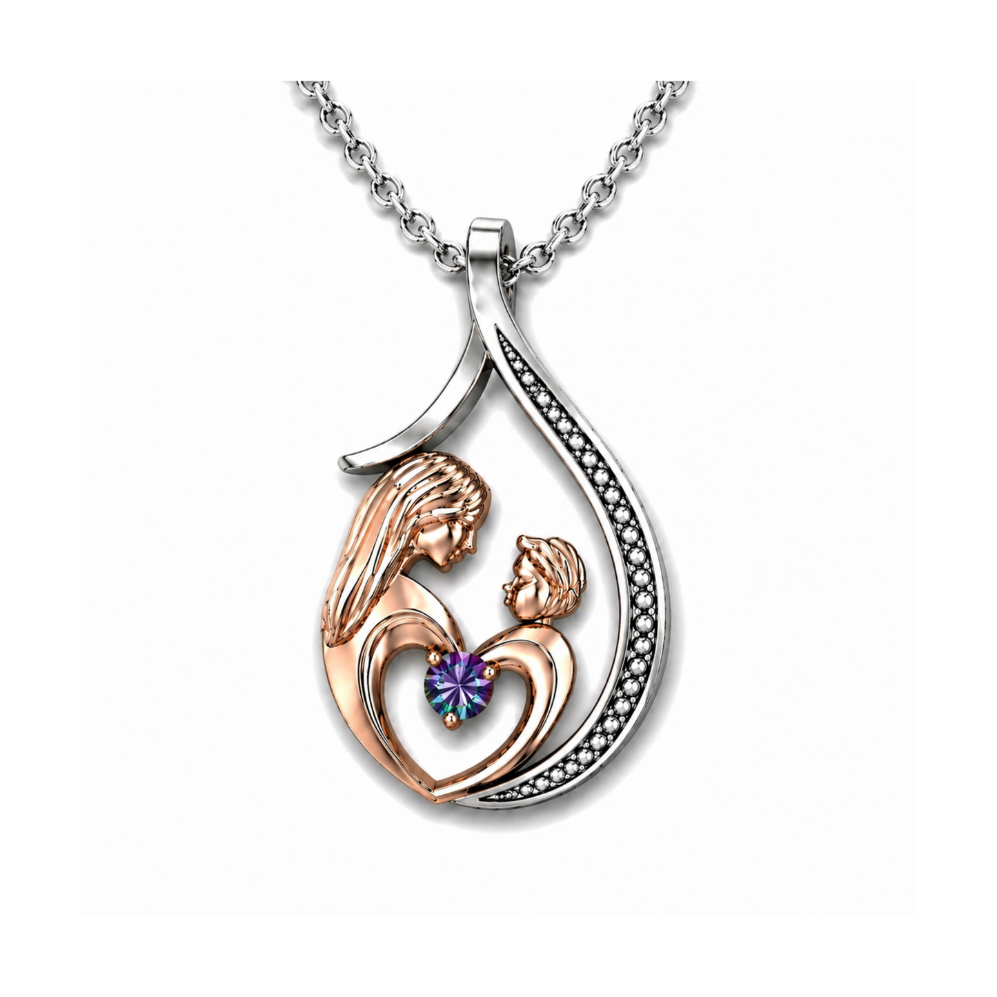Pendentif Mère et Enfant Or et Argent