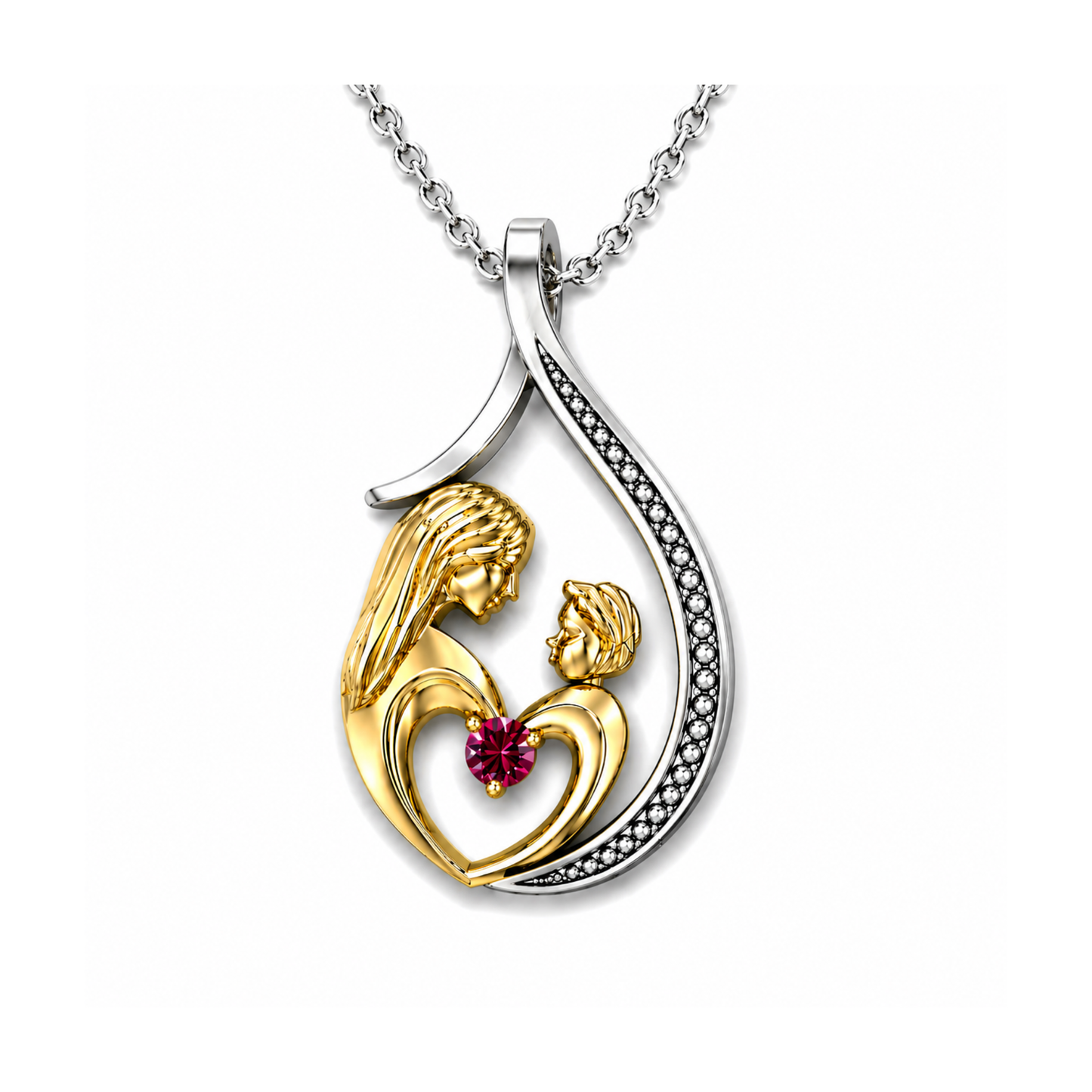 Pendentif Mère et Enfant Or et Argent
