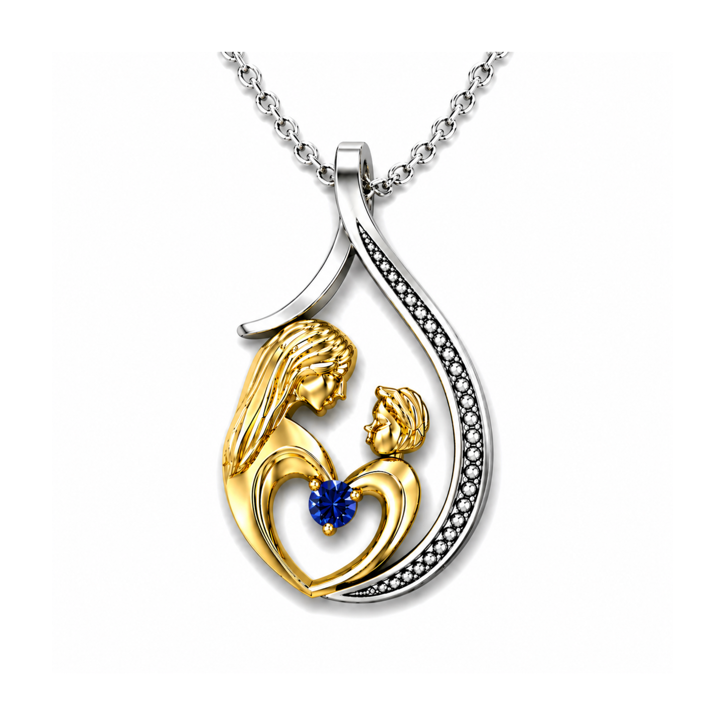 Pendentif Mère et Enfant Or et Argent