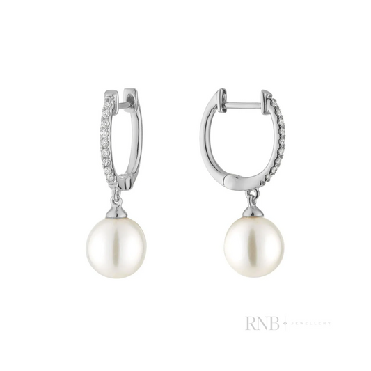 Boucles Huggies Diamants et Perle